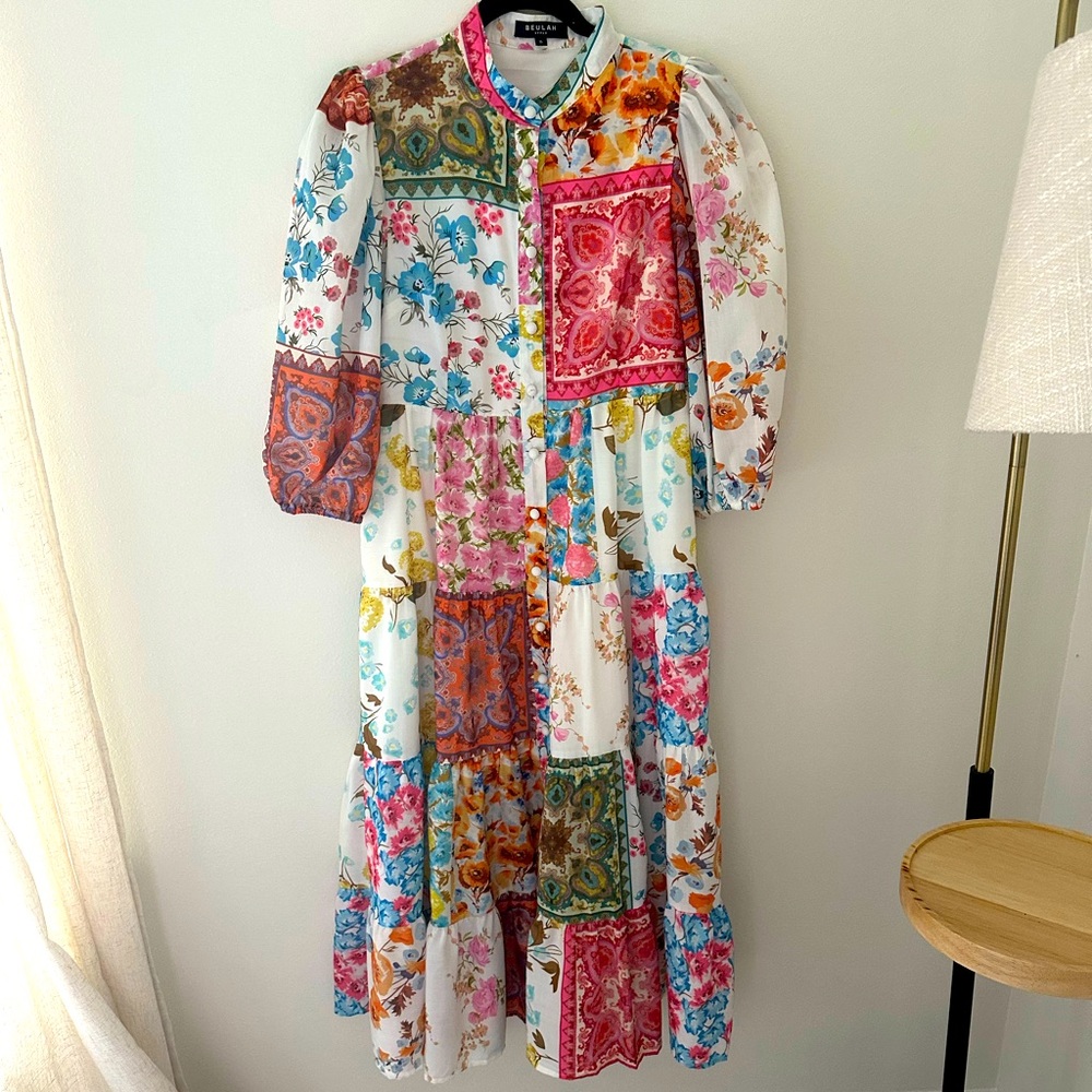 Floral Patchwork Midi Dress